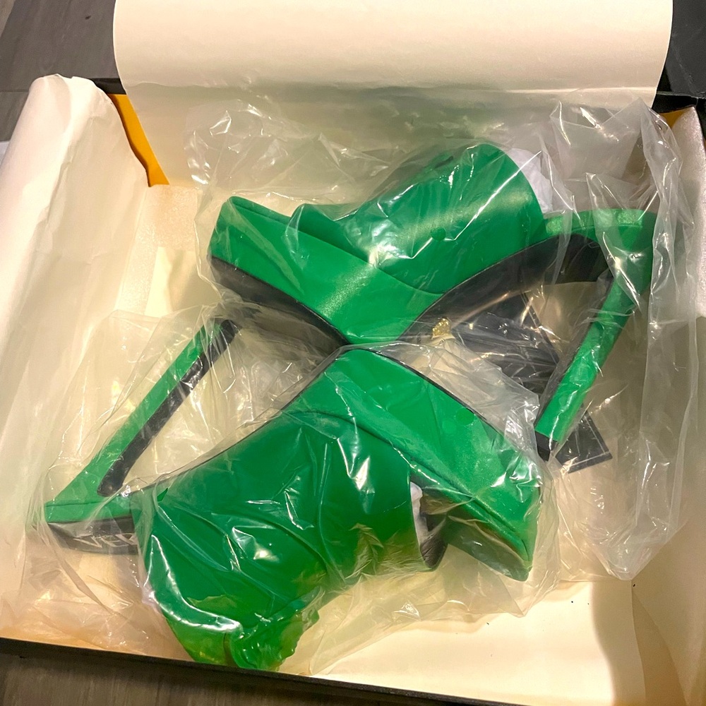 Green Versace heels